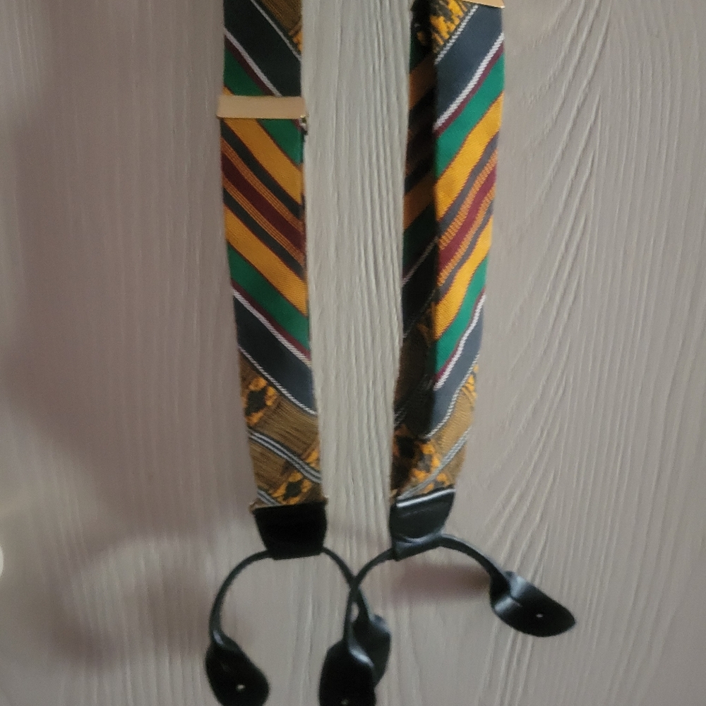 Pelican Suspenders Colorful Stripes Black & Gold Trim - Picture 8 of 10